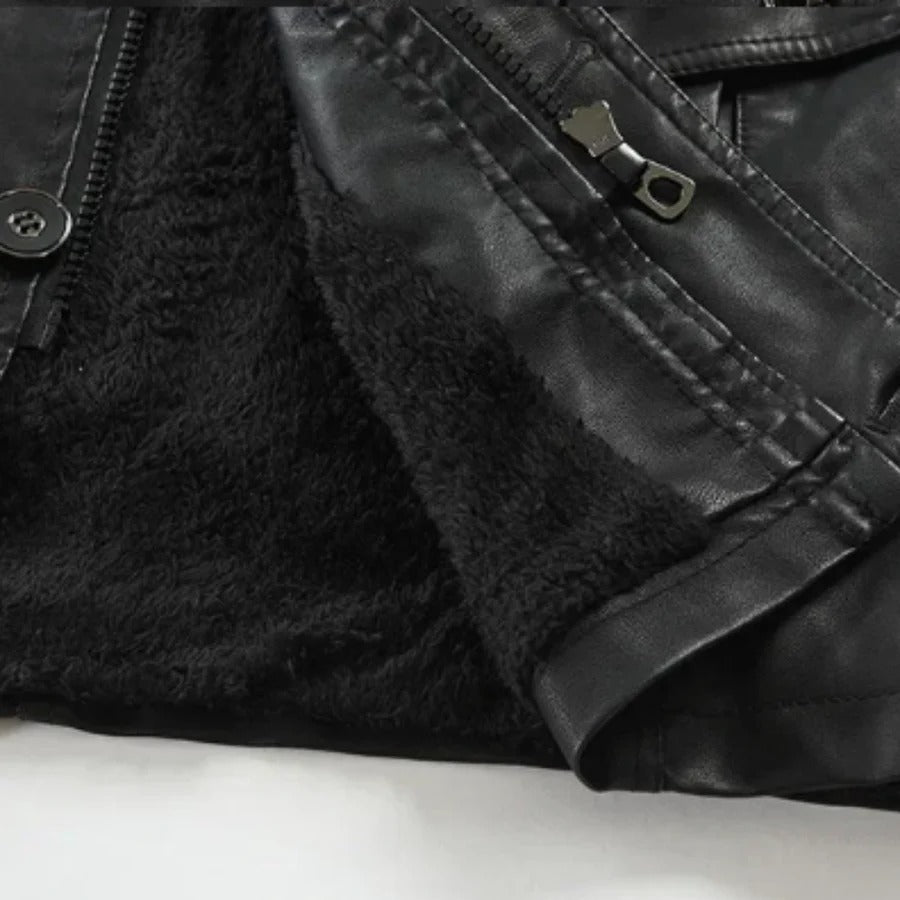Veste de motard en cuir longue et élégante