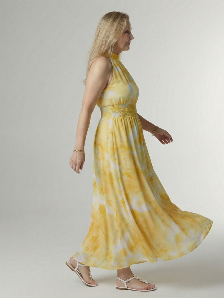 Concetta | Midi Dress with American Collar and Ruching