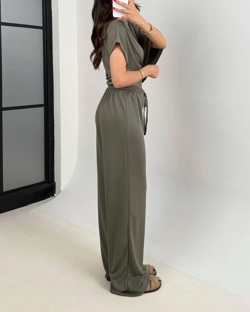 Ensemble deux pièces haut et pantalon irréguliers à la mode