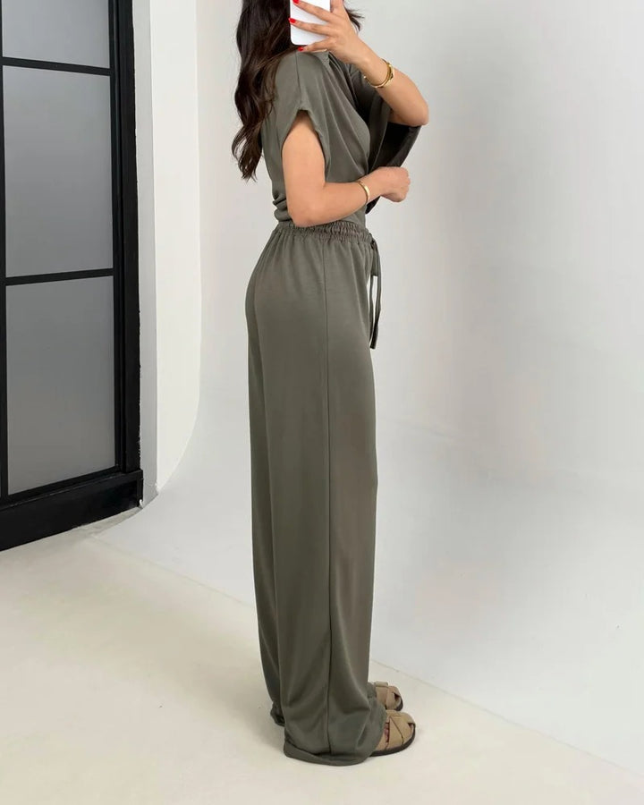 Ensemble deux pièces haut et pantalon irréguliers à la mode