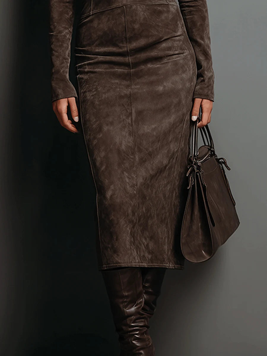 Robe midi en daim