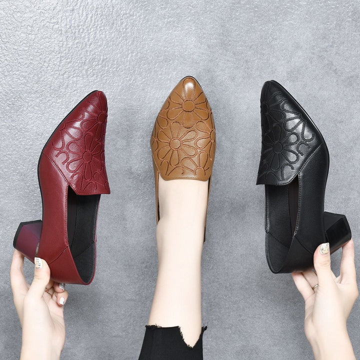 Escarpins Brodés en Cuir Vegan Souple