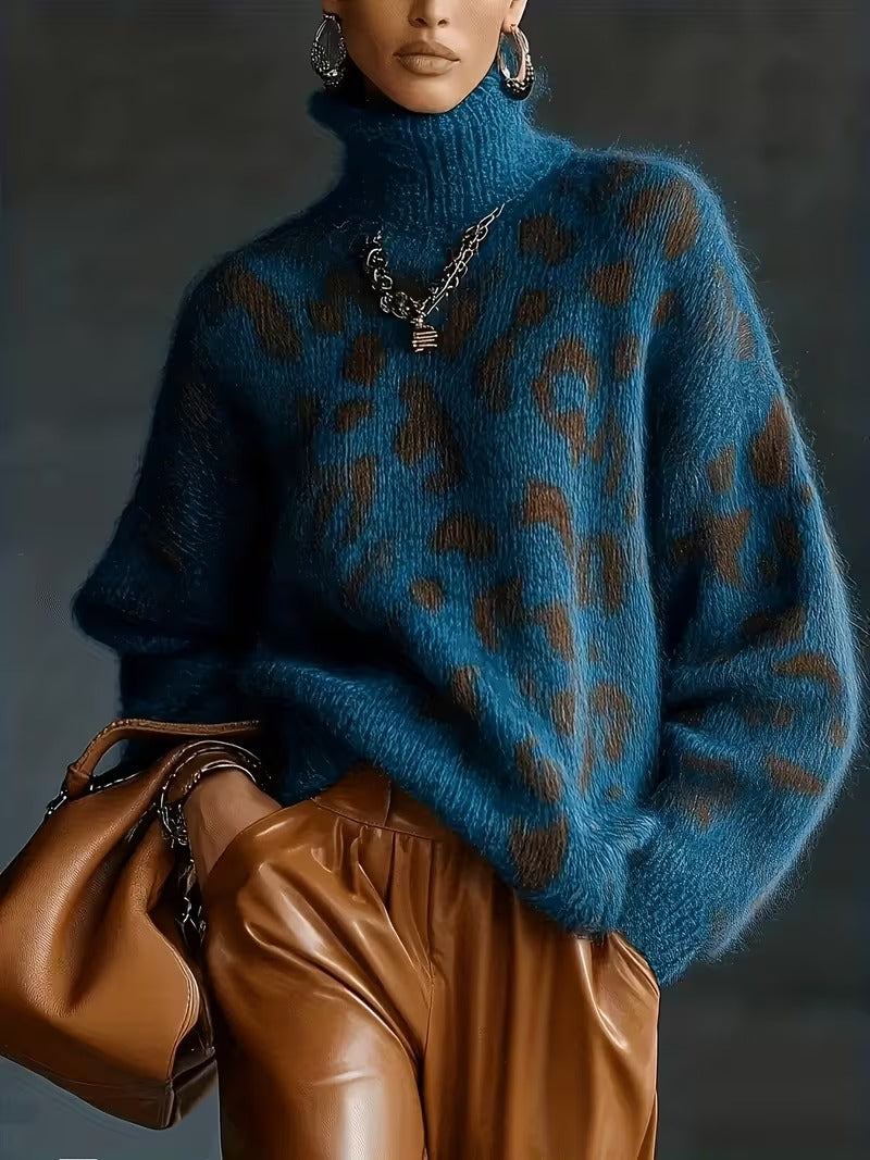 Pull chaud à imprimé léopard