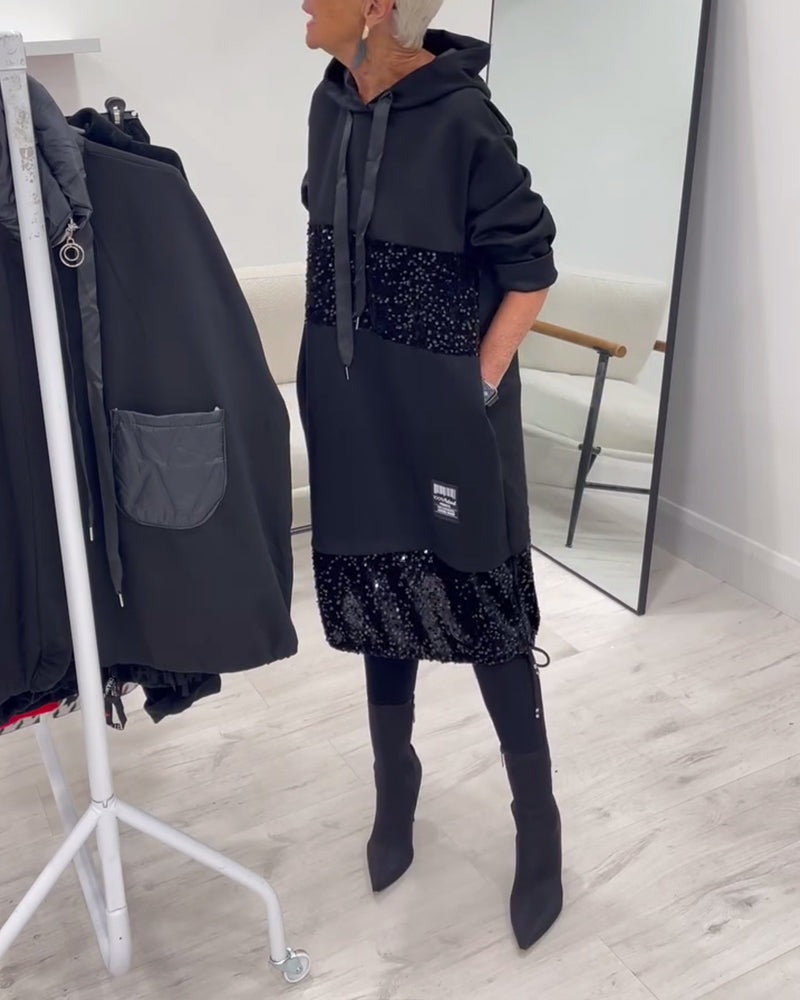 Robe à capuche tendance avec patchwork