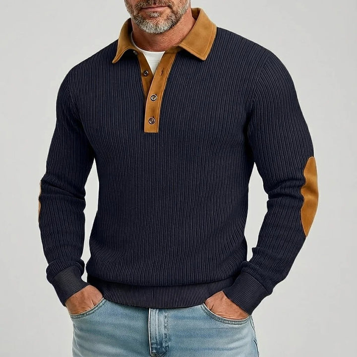 Polos à manches longues et col boutonné en daim