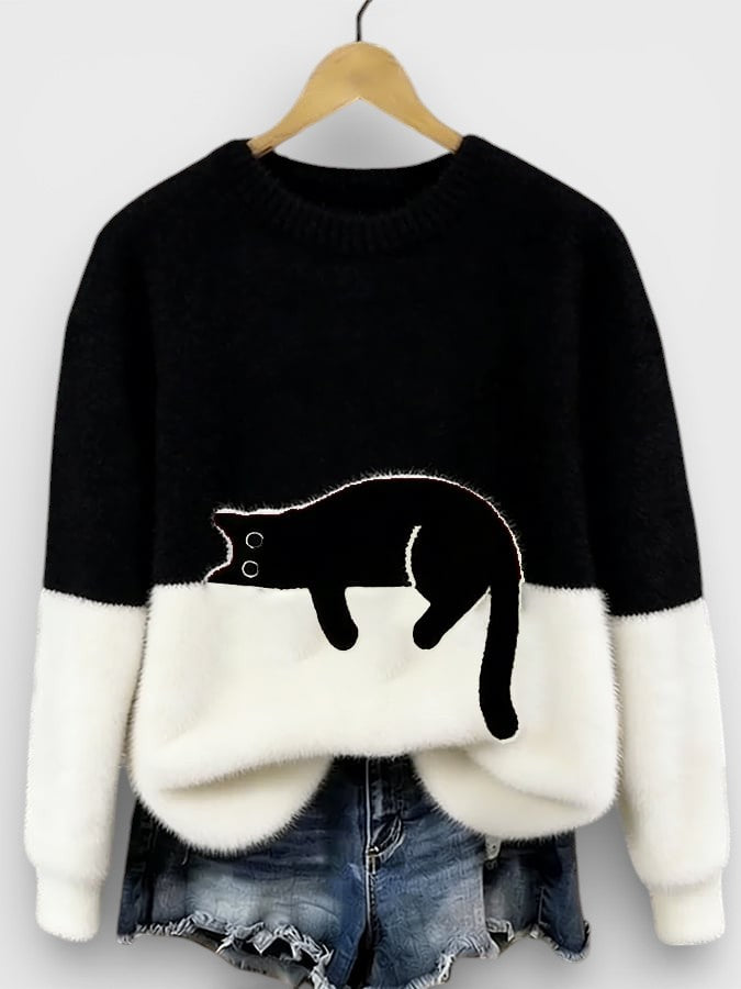 FELINE PRINT PULLOVER FOR WOMEN