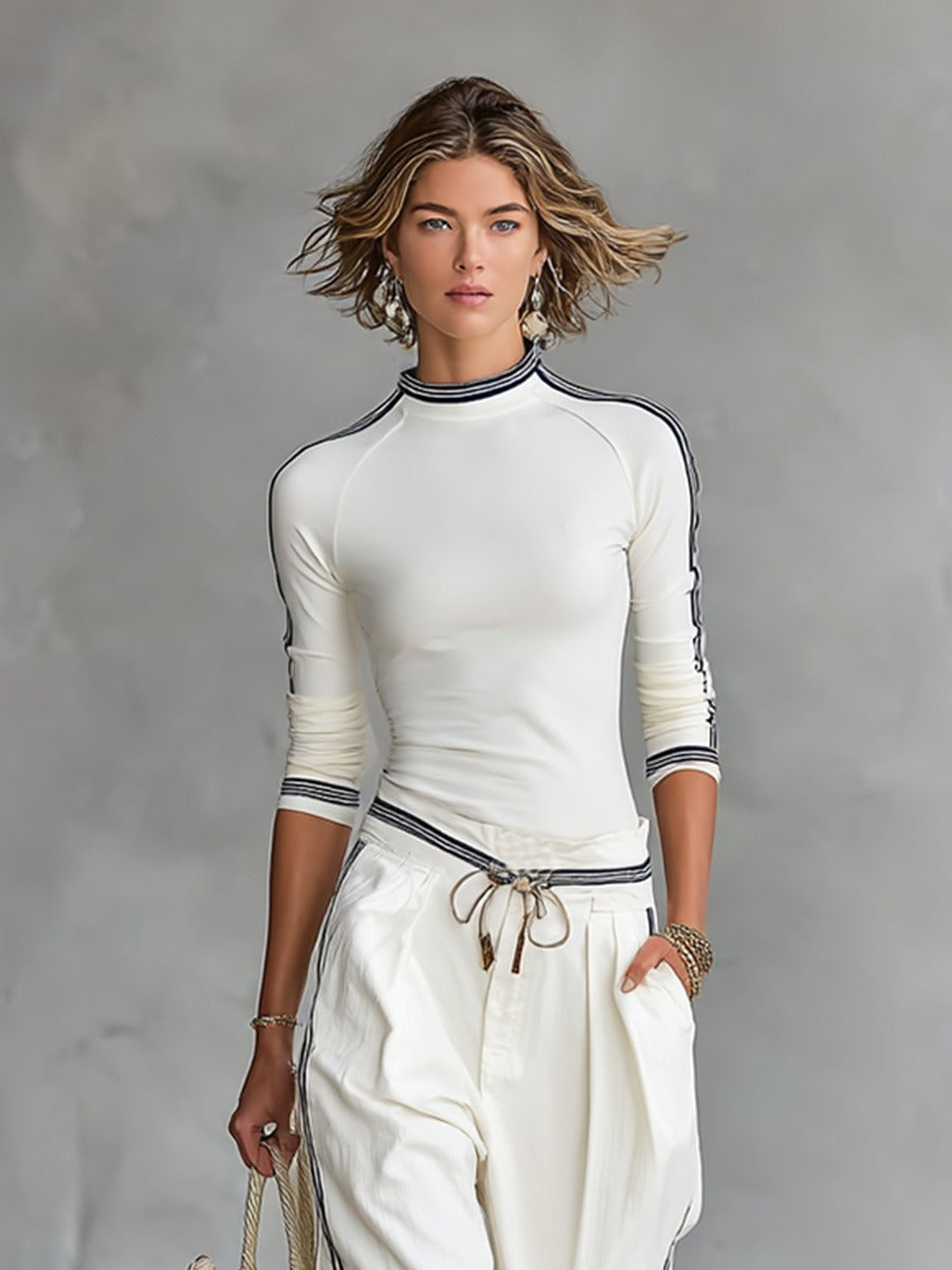 Ensemble de sport femme à col montant et pantalon large