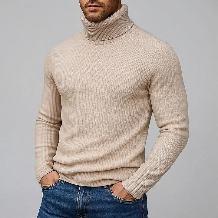 Pull homme à col roulé uni