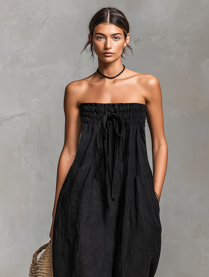 Combinaison bustier ample en lin mélangé