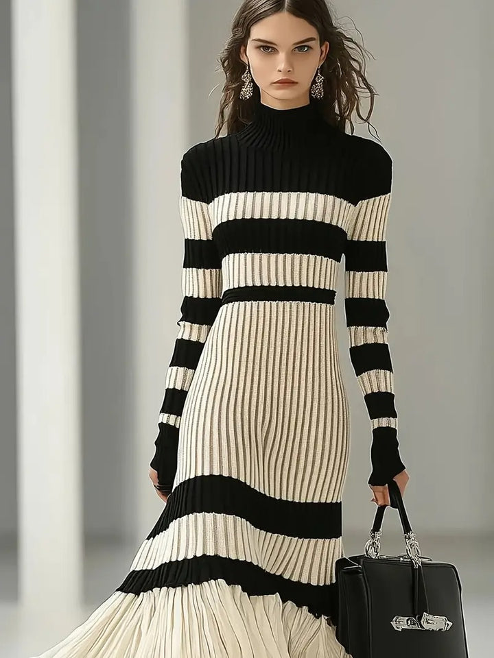 Robe en tricot élégante à col montant