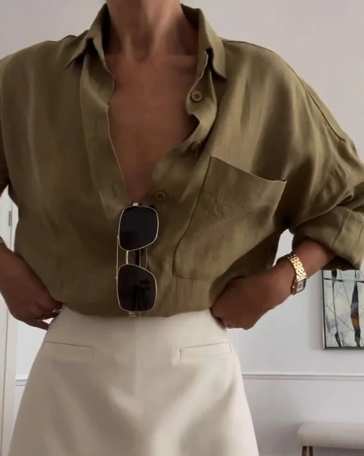 Ensemble deux pièces décontracté avec chemise à revers et jupe