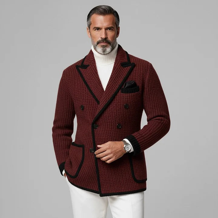 Blazer bordeaux pour homme en maille