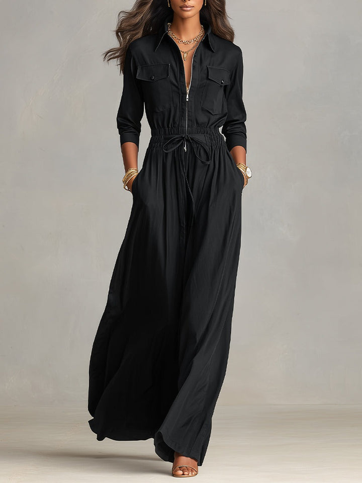 Robe longue avec poches cargo et taille à cordon