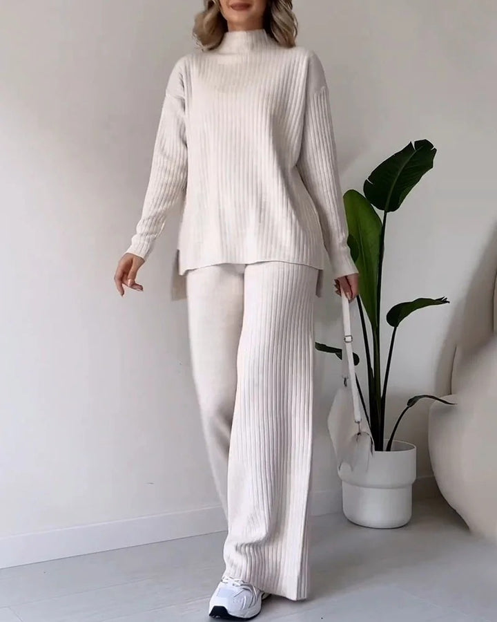 Ensemble deux pièces décontracté à fente chic