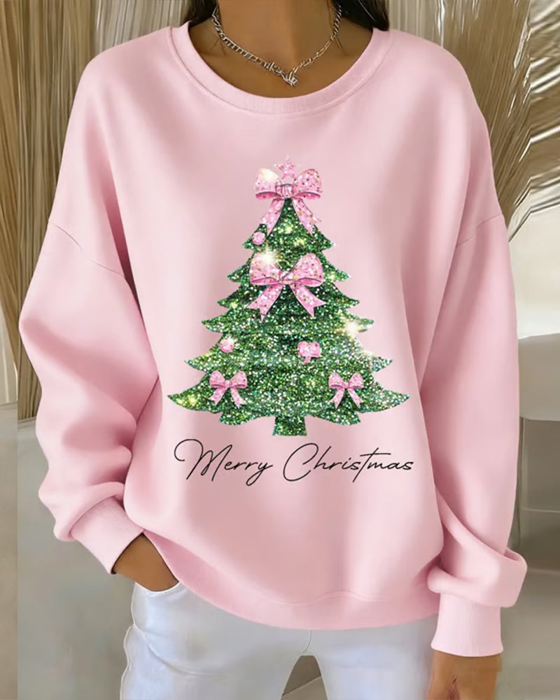 Sweat-shirt à col rond et manches longues imprimé de Noël