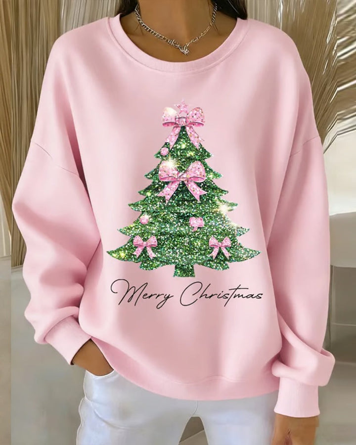Sweat-shirt à col rond et manches longues imprimé de Noël