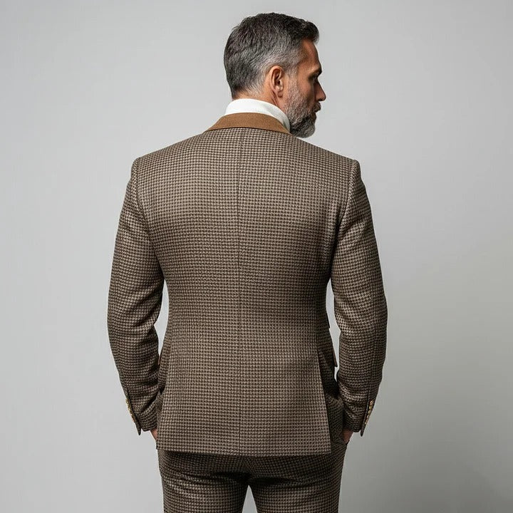 Blazer homme en daim à motif pied-de-poule