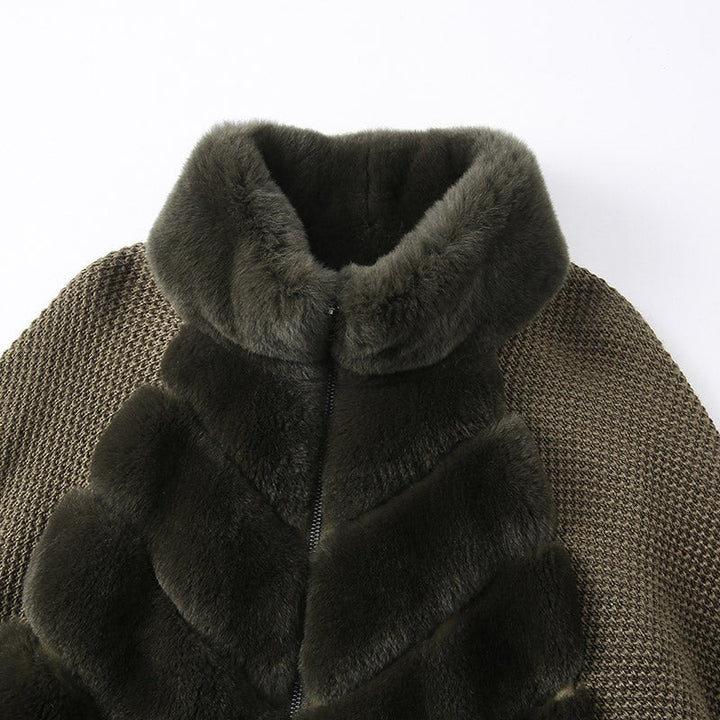 Manteau bomber kaki en fausse fourrure