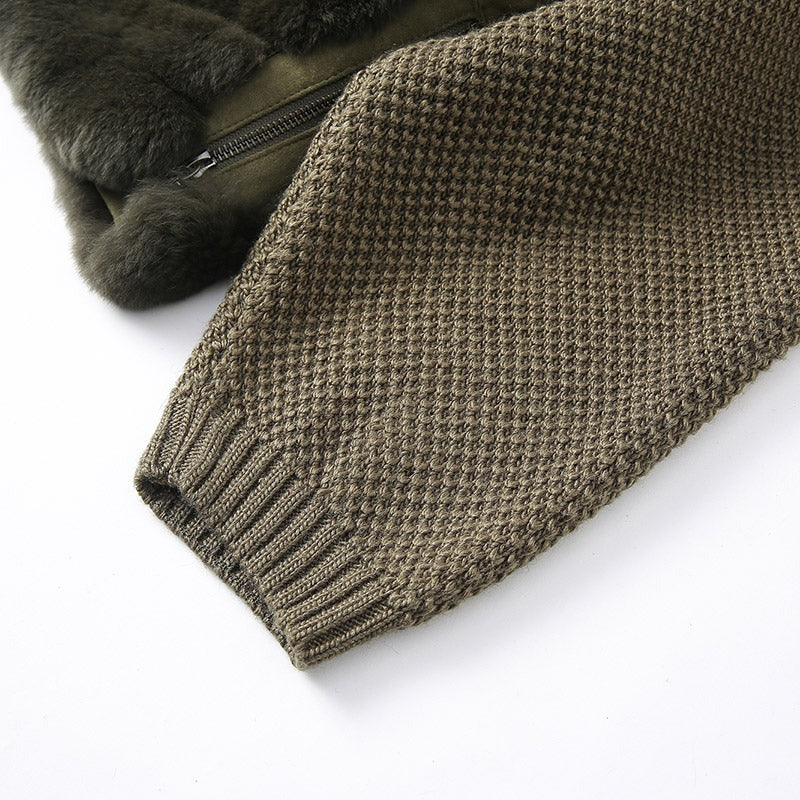 Manteau bomber kaki en fausse fourrure