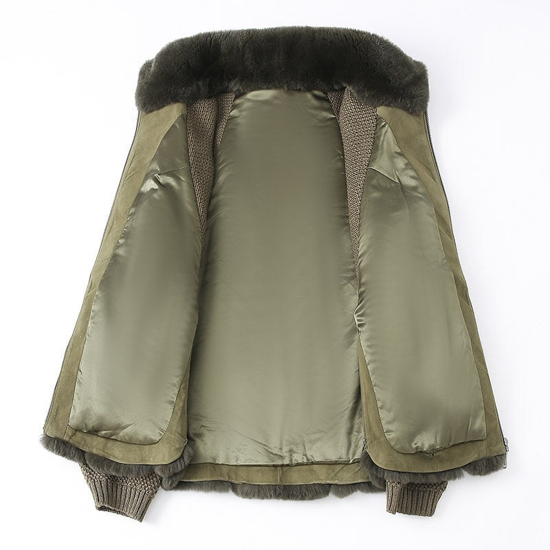 Manteau bomber kaki en fausse fourrure