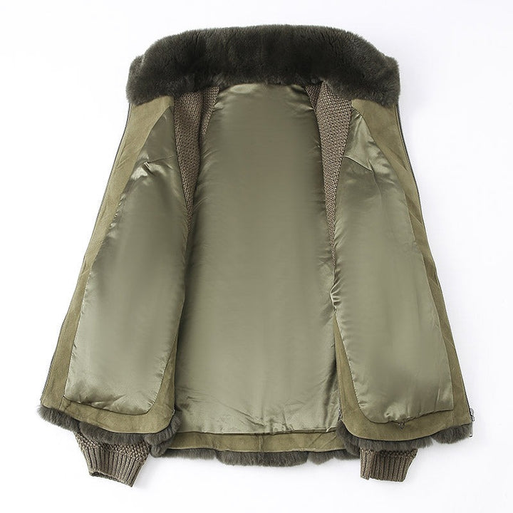 Manteau bomber kaki en fausse fourrure
