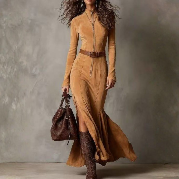Robe longue en daim Alessia