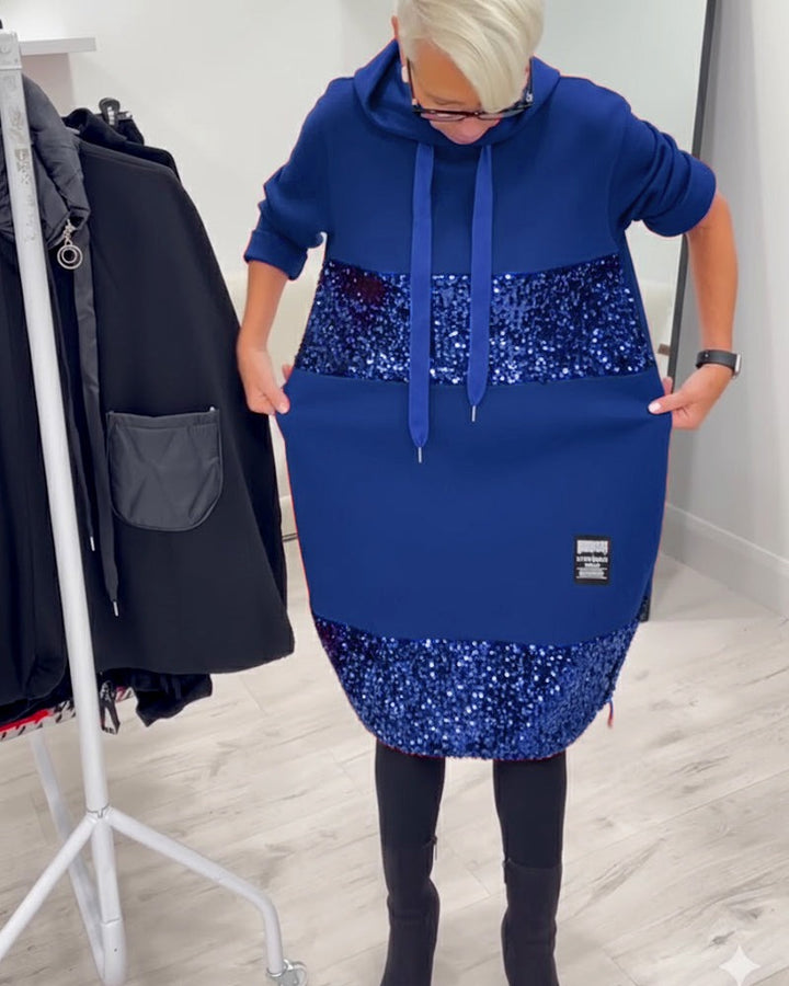 Robe à capuche tendance avec patchwork