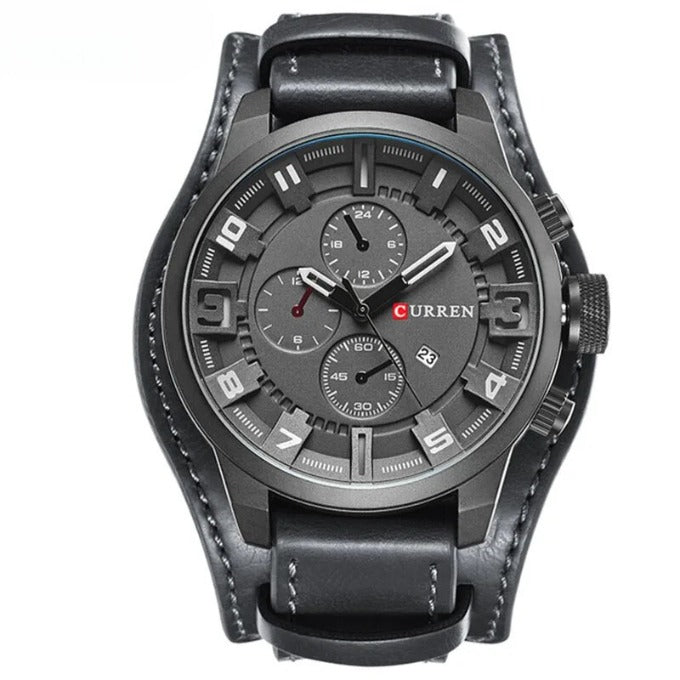 Montre chrono en cuir de vachette