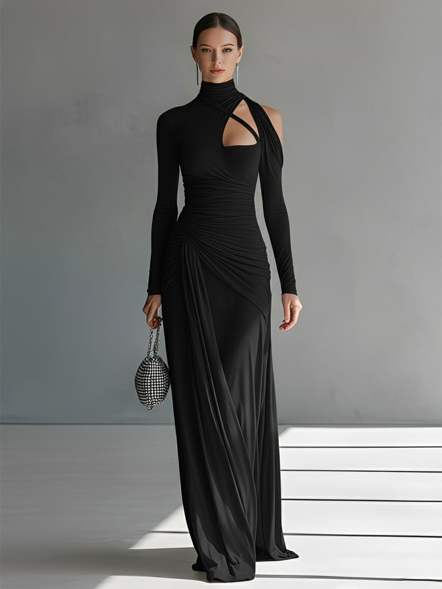 Robe longue en soie stretch