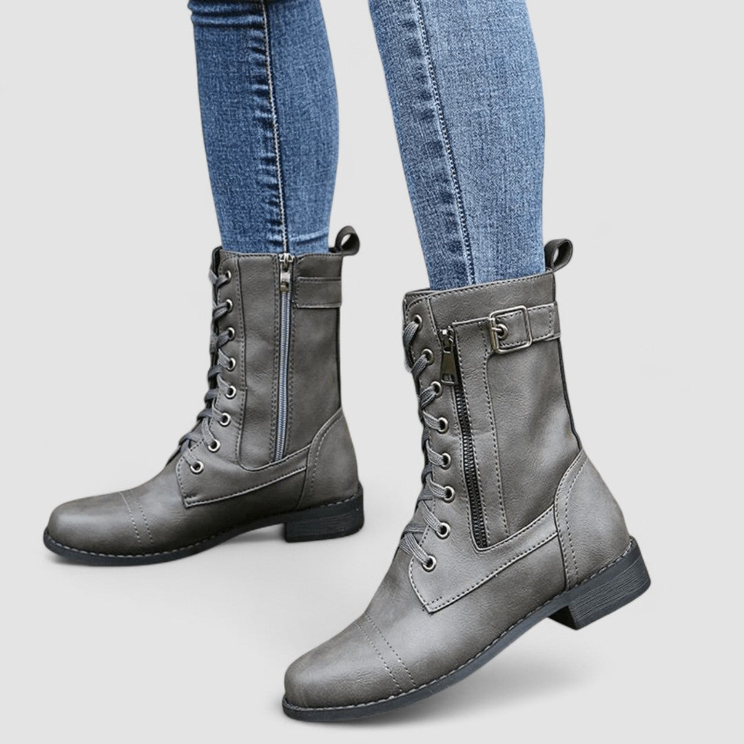 Sylvia | Lace-Up Mid-Calf Boot