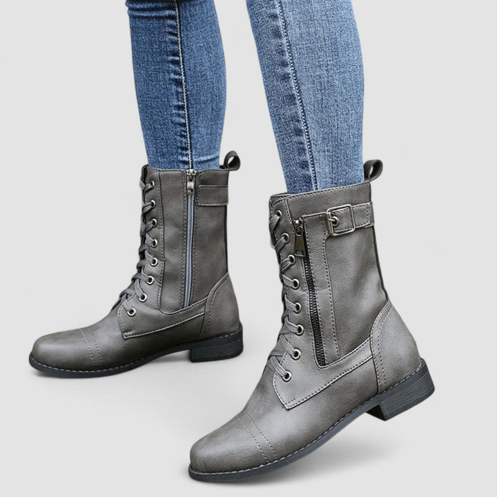Sylvia | Lace-Up Mid-Calf Boot