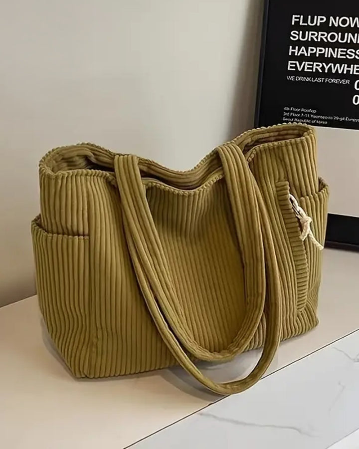 Sac fourre-tout côtelé avec cordon de serrage