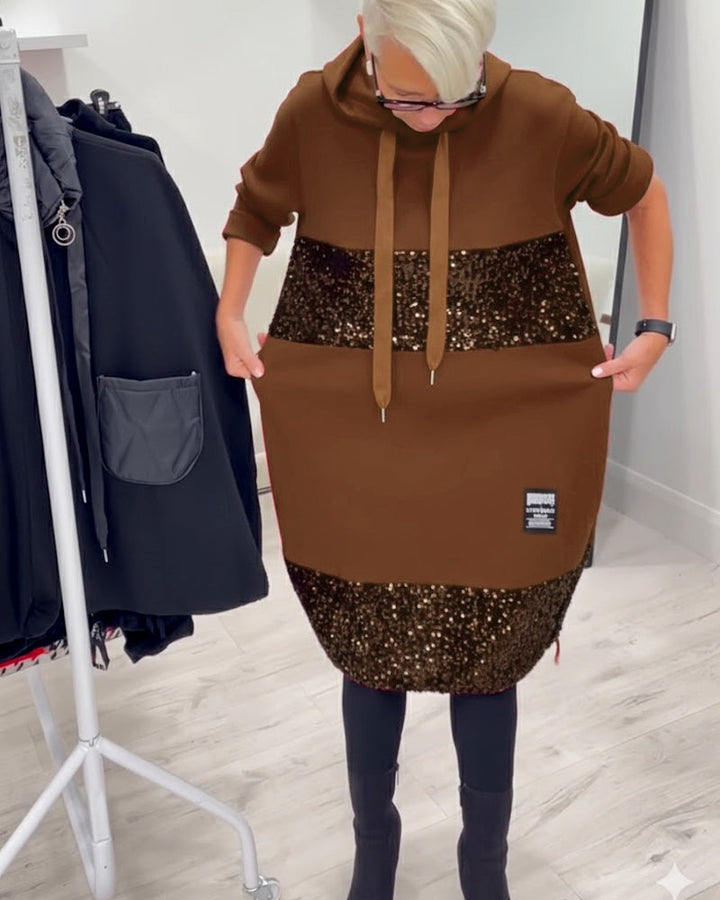 Robe à capuche tendance avec patchwork