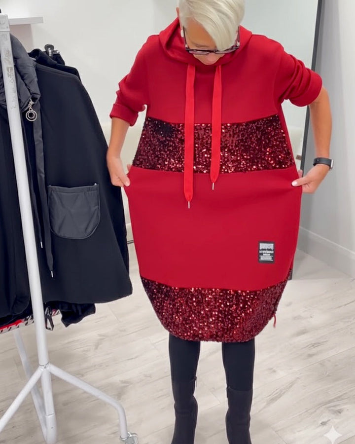 Robe à capuche tendance avec patchwork