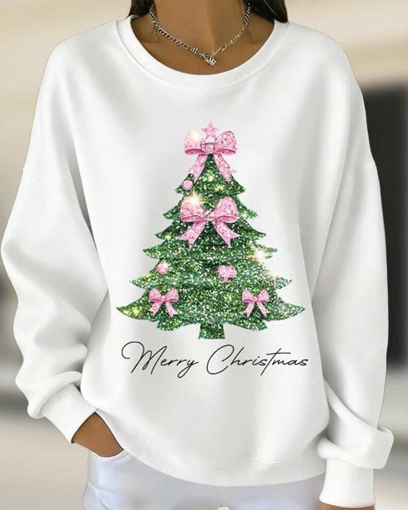 Sweat-shirt à col rond et manches longues imprimé de Noël