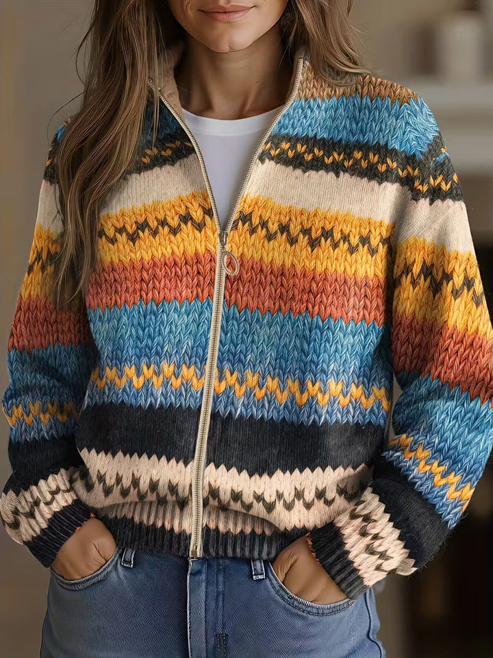Liliana™ | Multicolored Zigzag Knit Cardigan
