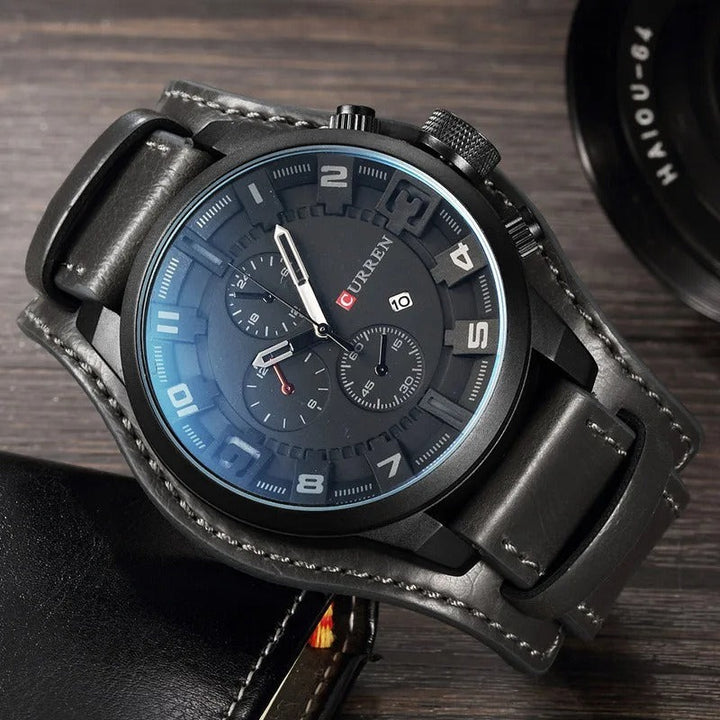 Montre chrono en cuir de vachette