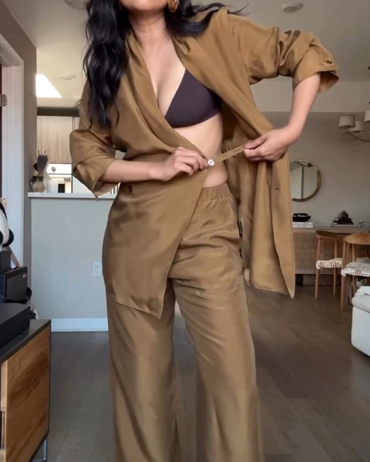 Ensemble pantalon et costume à revers châle