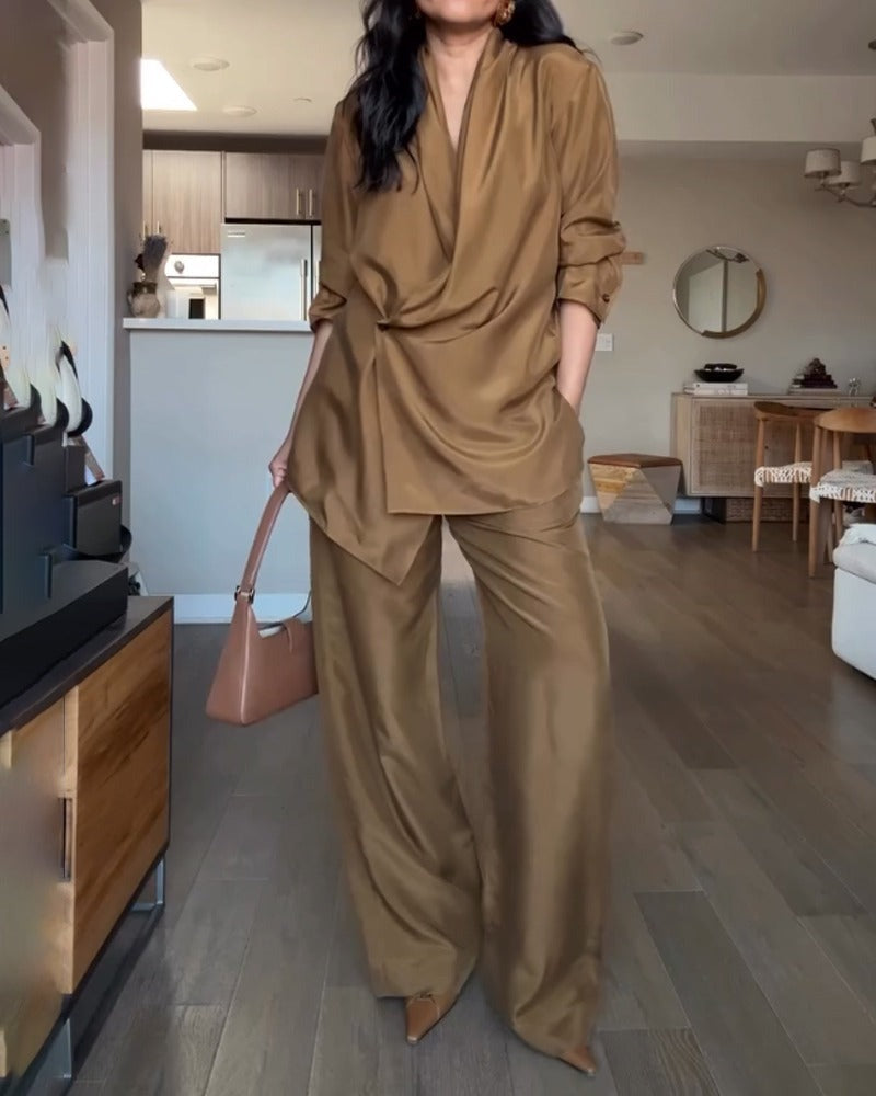 Ensemble pantalon et costume à revers châle
