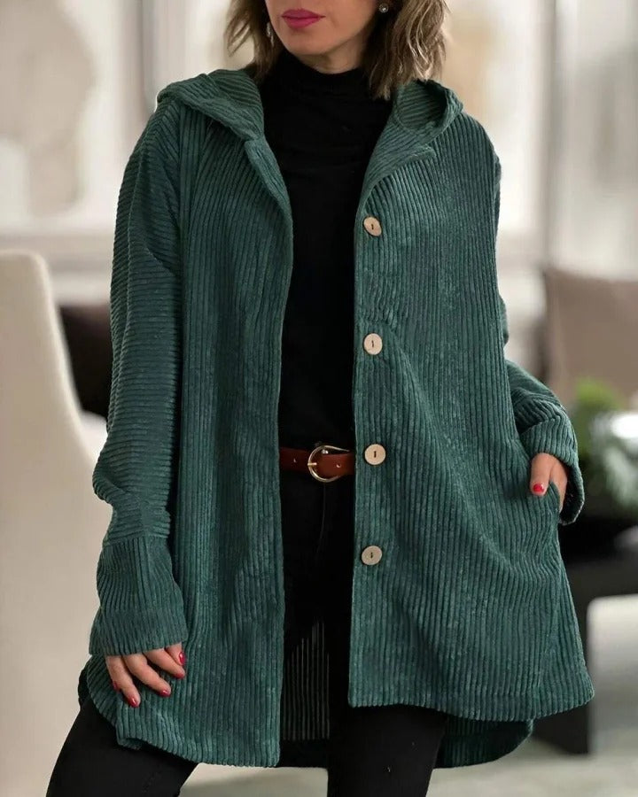 Veste à capuche décontractée en velours