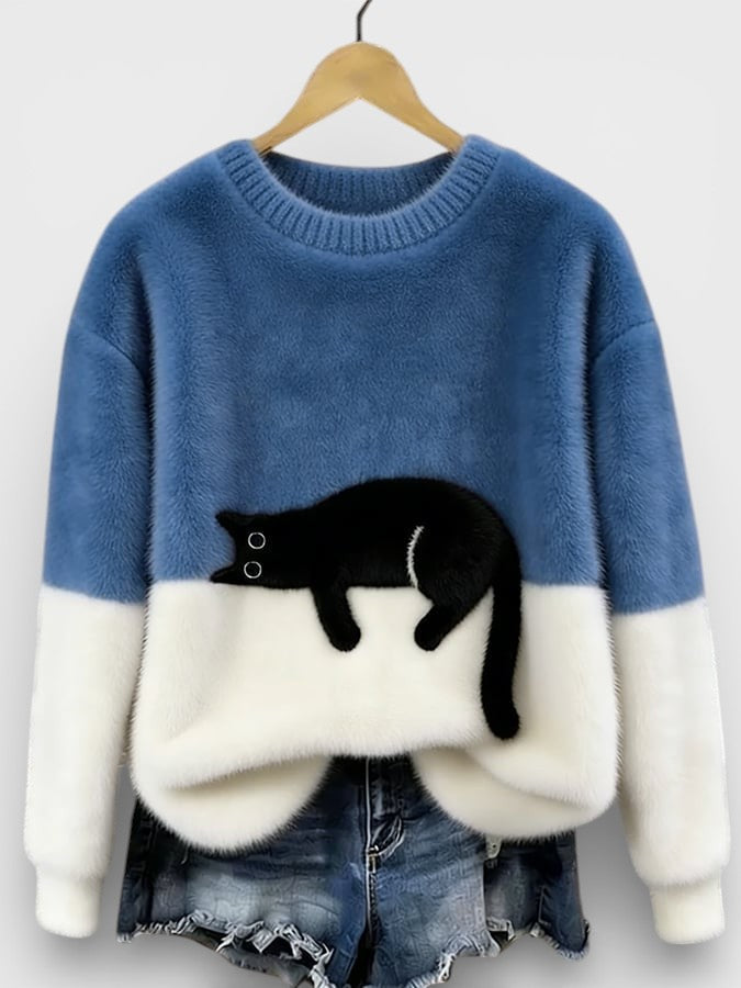 FELINE PRINT PULLOVER FOR WOMEN