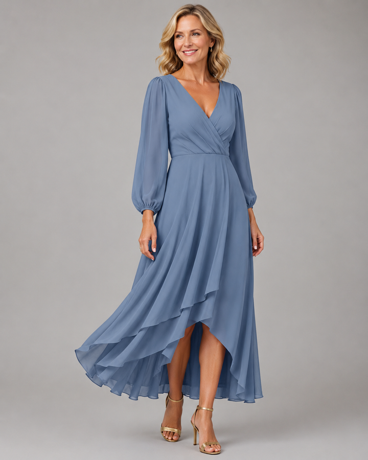 Mia | Elegant Long Dress with V-Neck