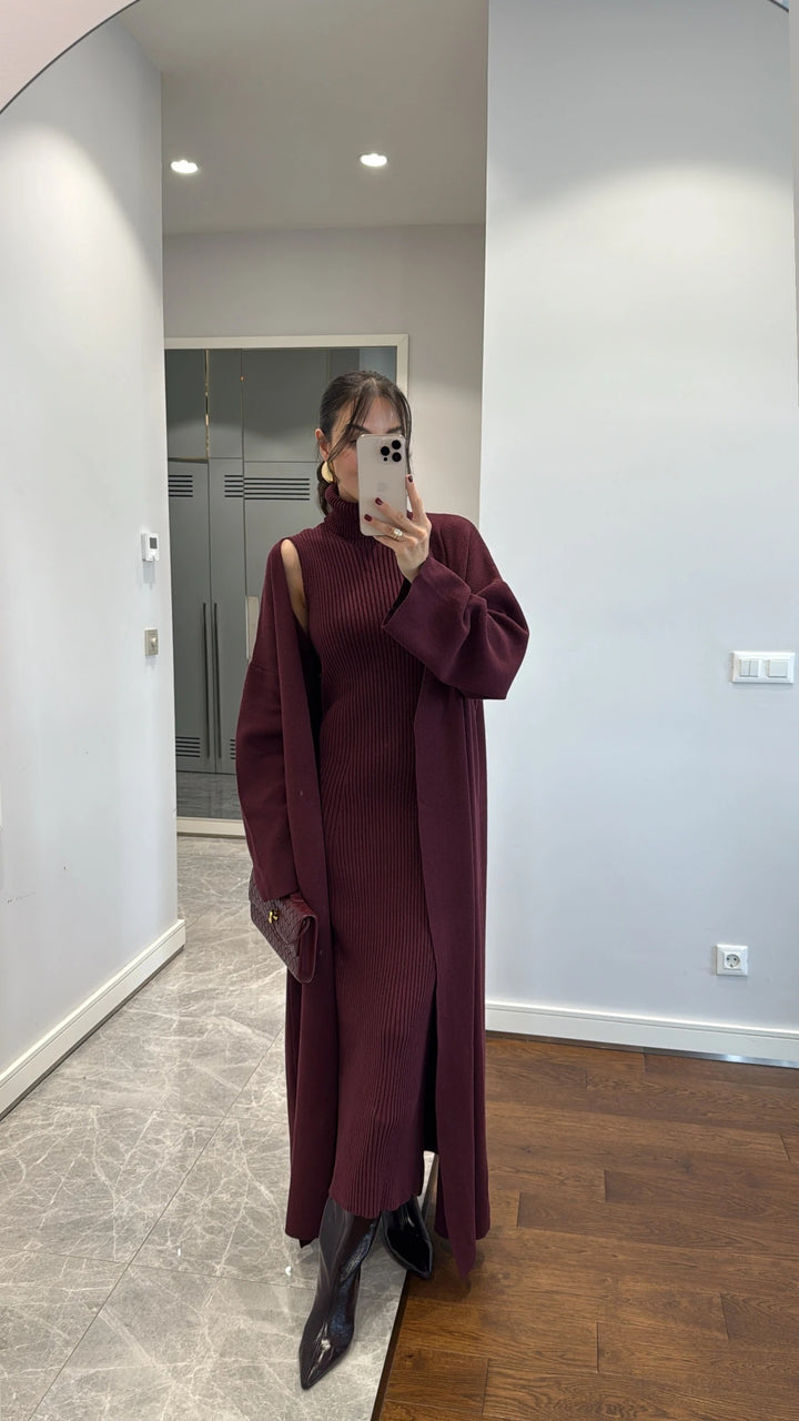 Ensemble robe et cardigan en maille