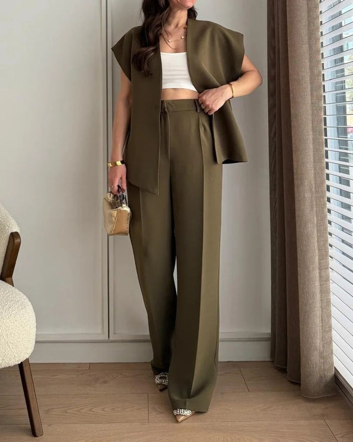 Ensemble deux pièces haut et pantalon asymétriques