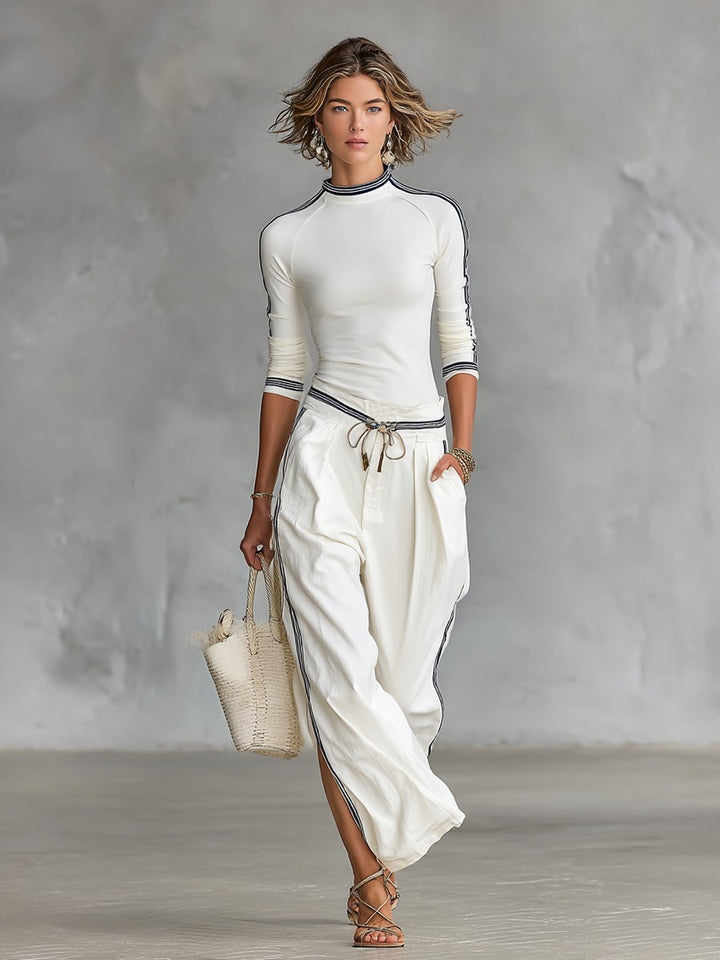 Ensemble de sport femme à col montant et pantalon large