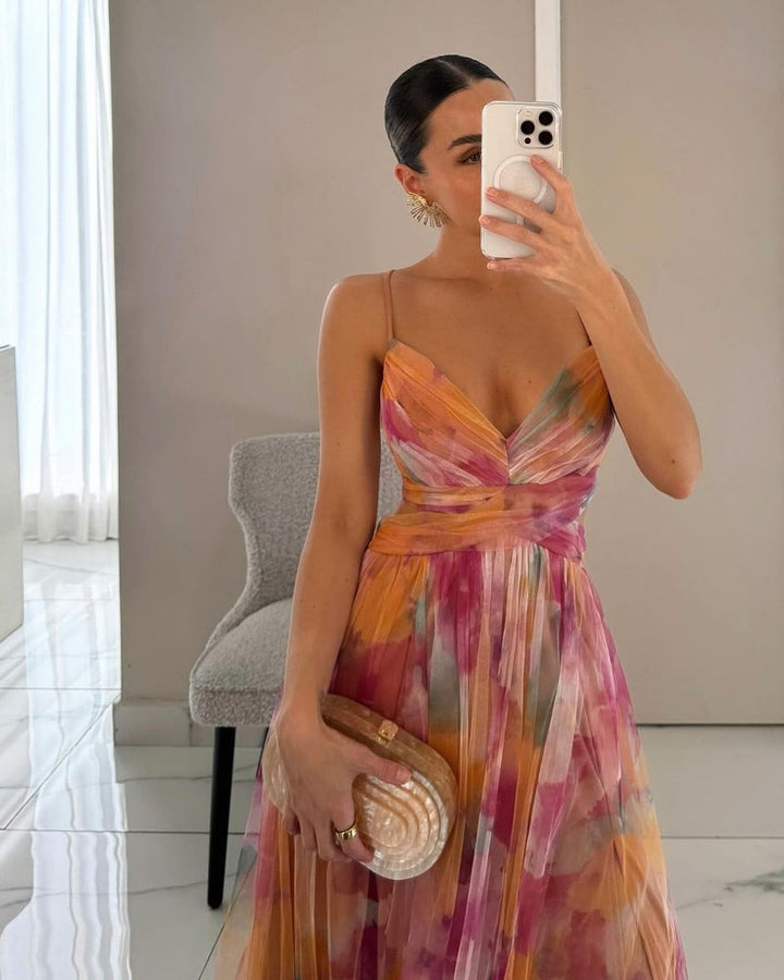 Giselle - Magnifique robe longue avec impression florale