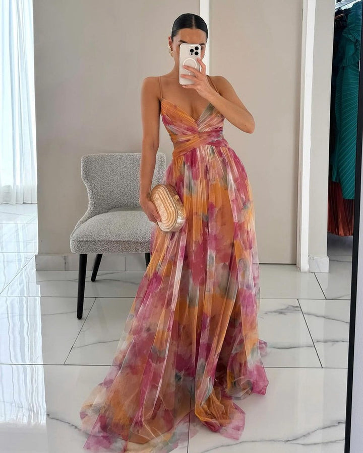 Giselle - Magnifique robe longue avec impression florale