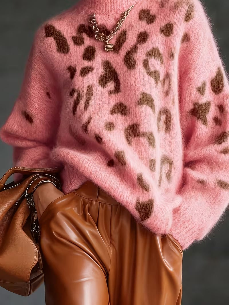 Pull chaud à imprimé léopard
