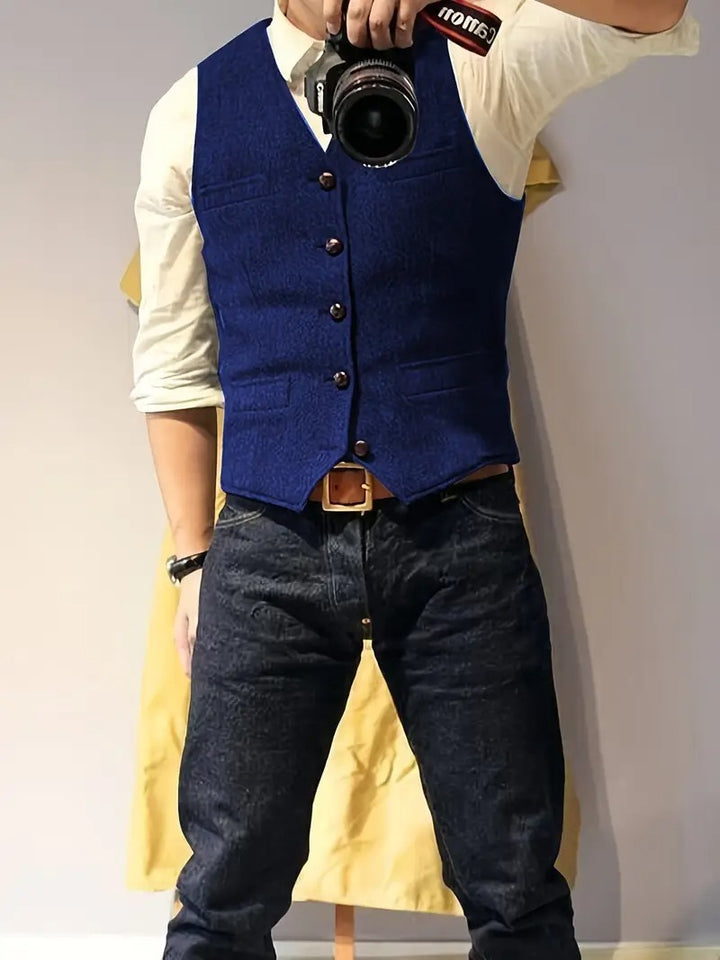 Gilet Homme Tweed Chevron Style Western
