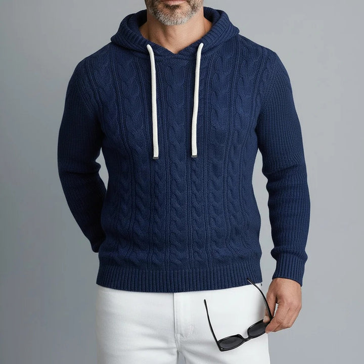 Pull à capuche à manches longues en maille torsadée